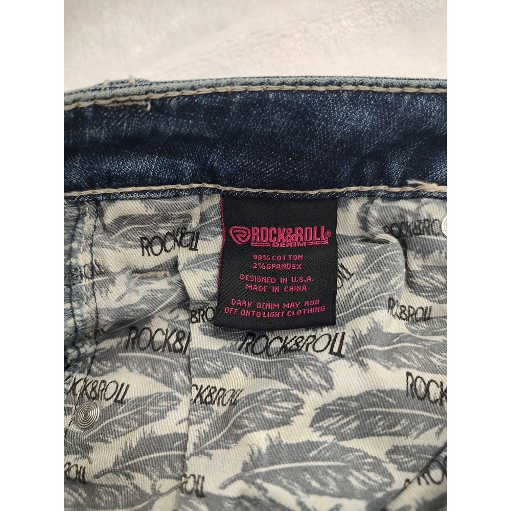 Rock & Roll Denim Women's Bootcut Jeans Distressed Embellished Pockets W32 L30 - Picture 6 of 8